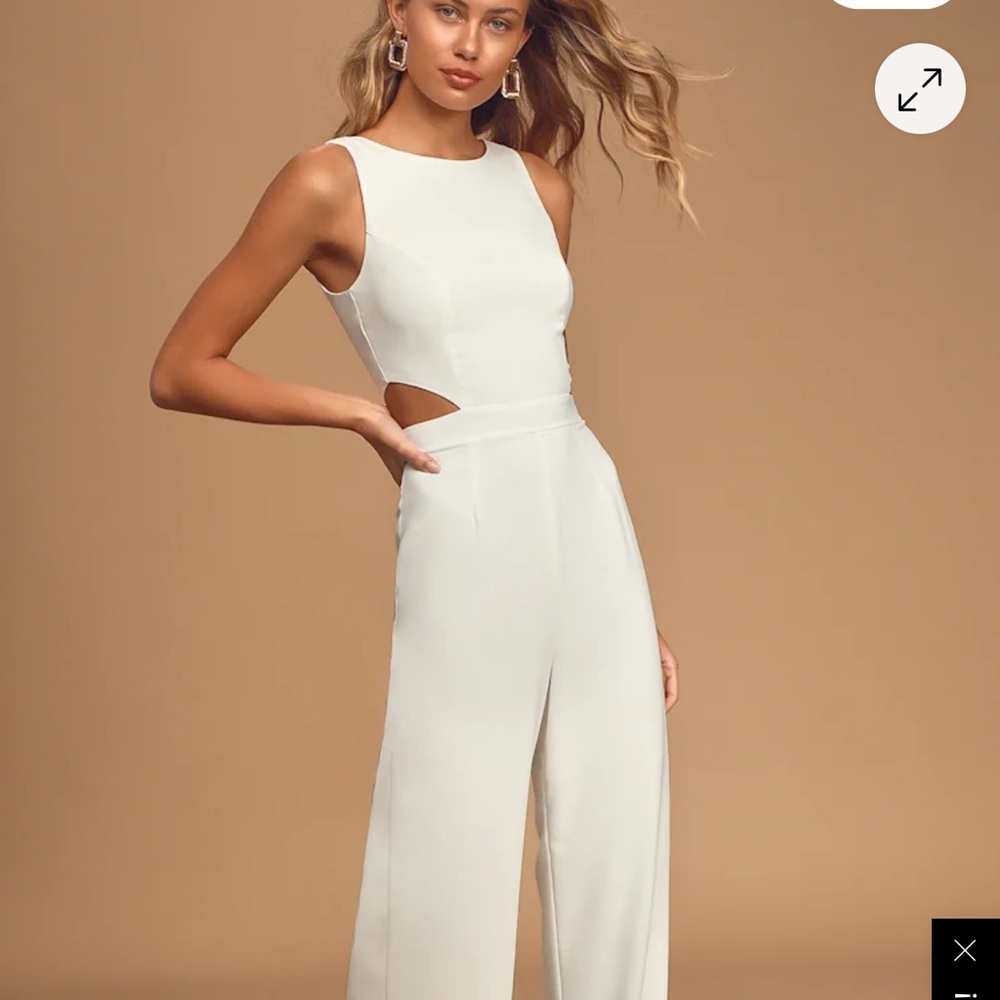 Lulu's Chic Cream Sleeveless Jumpsuit